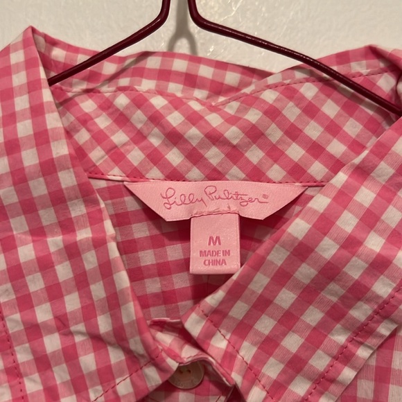 Pink and White Gingham Shirt dress - Picture 2 of 4